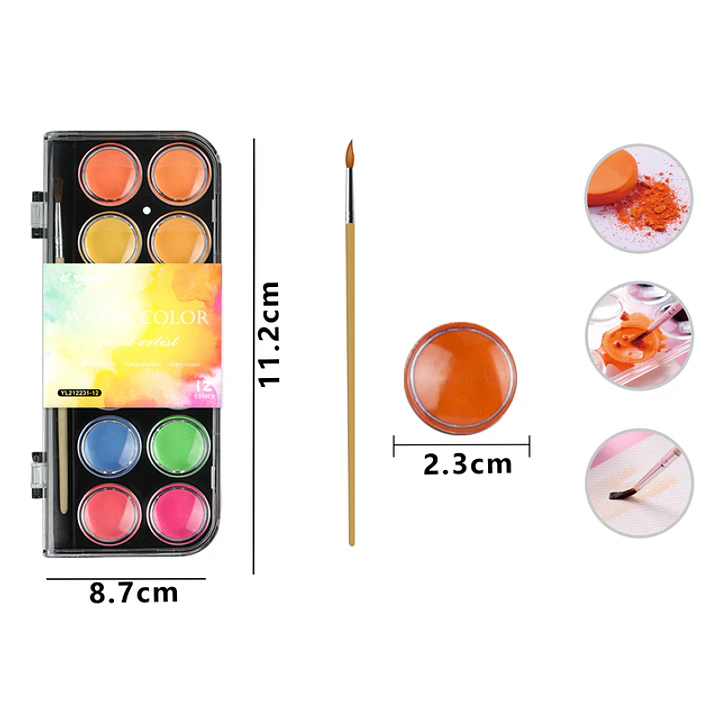 Pinturas Acuarela En Paleta 12 Colores 1