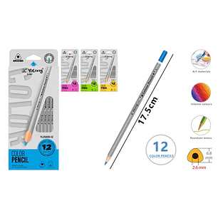 Lapices De Colores 17.5Cm 12 Unidades