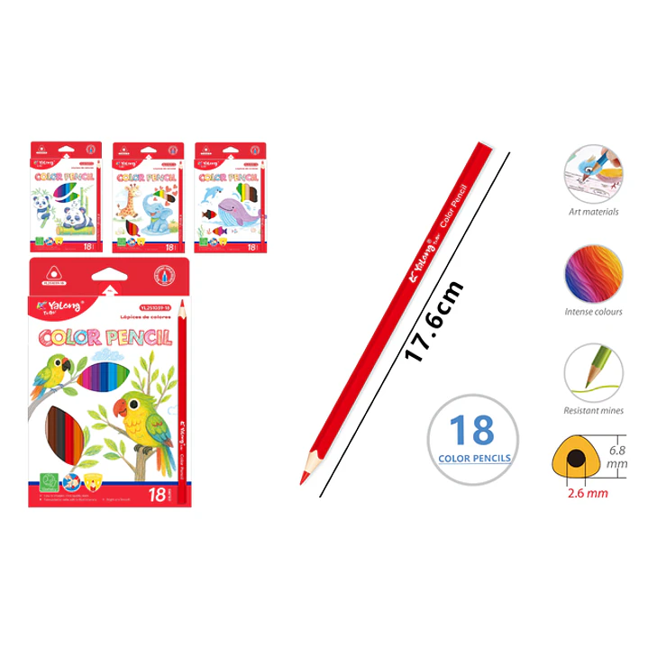 Lapices De Colores 17.6Cm 18 Unidades 1