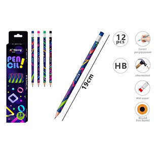 Lapices Grafito Hb Goma 19Cm 12 Unidades