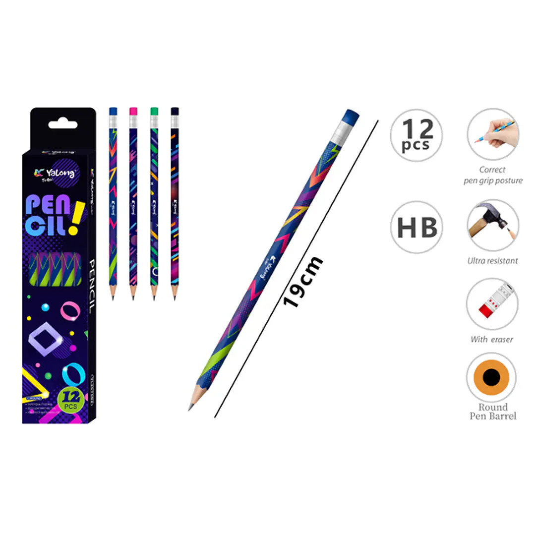 Lapices Grafito Hb Goma 19Cm 12 Unidades 1