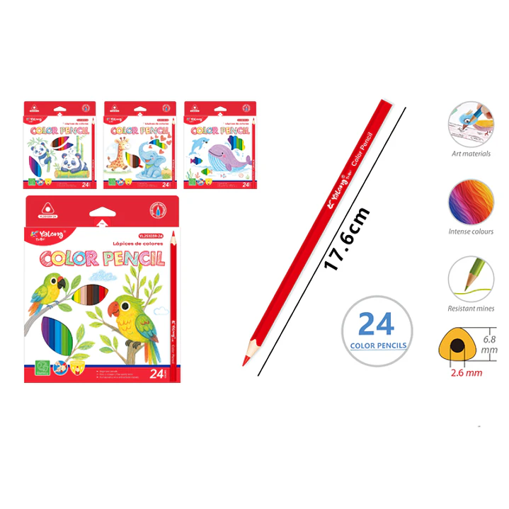 Lapices De Colores 17.6Cm 24 Unidades 1
