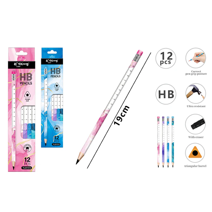 Lapices Grafito Hb Goma 19Cm 12 Unidades 1