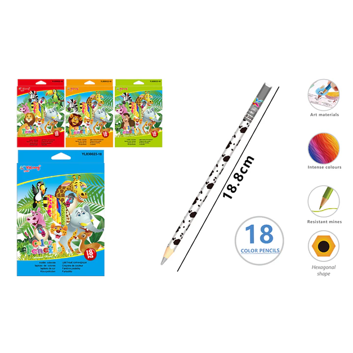 Lapices De Colores 18.8Cm 18 Unidades 1