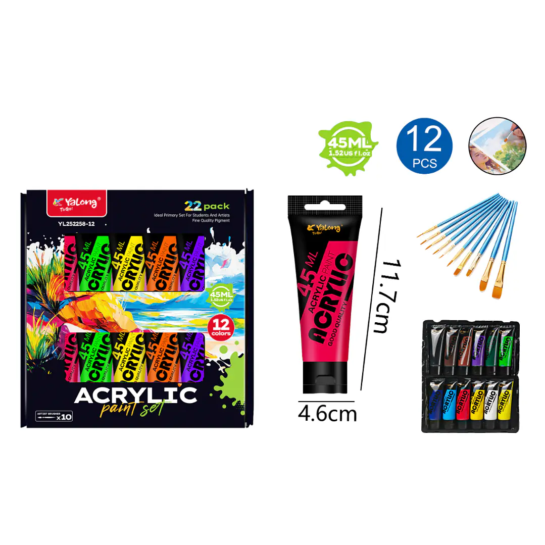 Pintura Acrilico 12 Unidades 45Ml 1