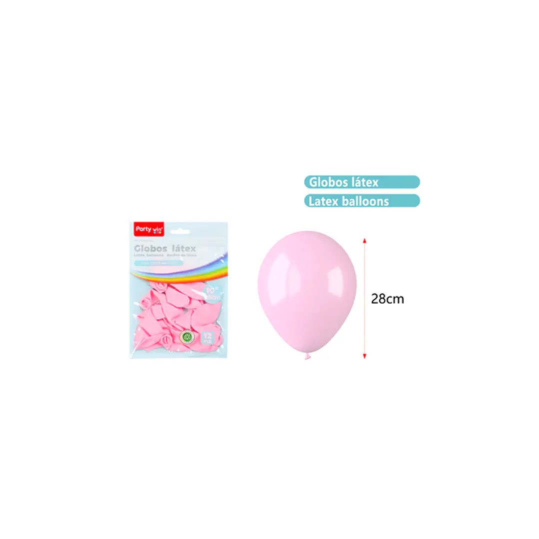 Globos Mate Rosado Claro 28Cm 2.2G 12 Unidades 1