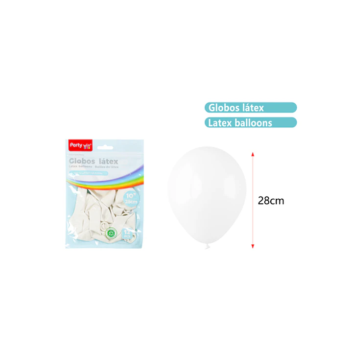 Globos Mate Blanco 28Cm 2.2G 12 Unidades 1