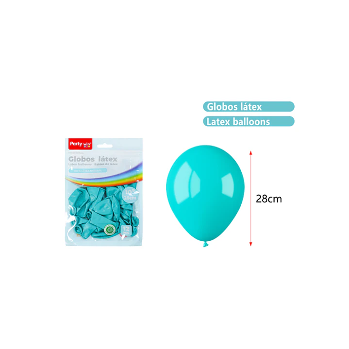 Globos Mate Azul Tiffany 28Cm 2.2G 12 Unidades 1