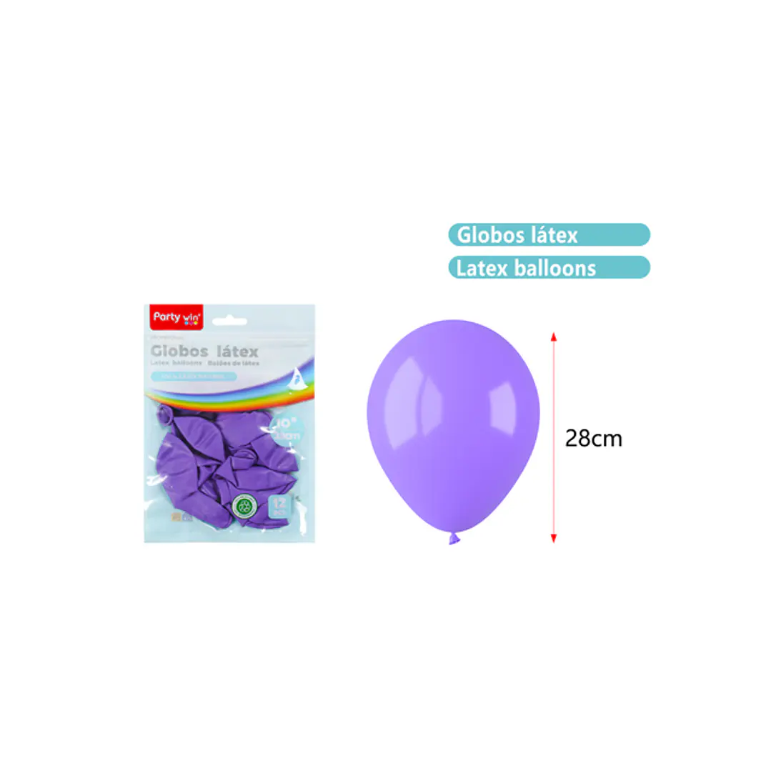 Globos Mate Morado 28Cm 2.2G 12 Unidades 1