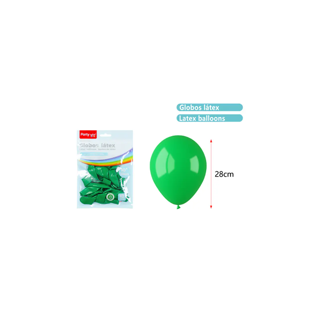 Globos Mate Verde Oscuro 28Cm 2.2G 12 Unidades 1