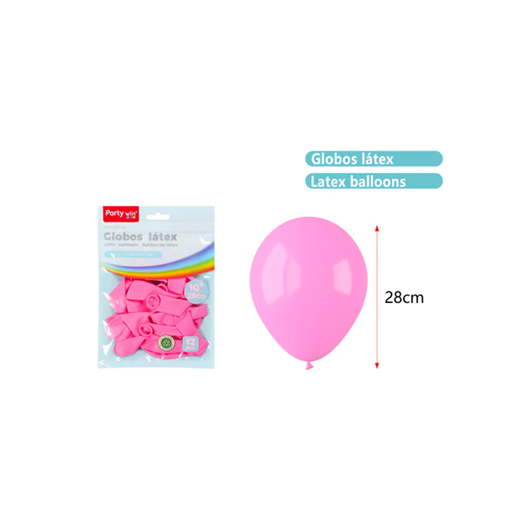 Globos Mate Rosado 28Cm 2.2G 12 Unidades 1
