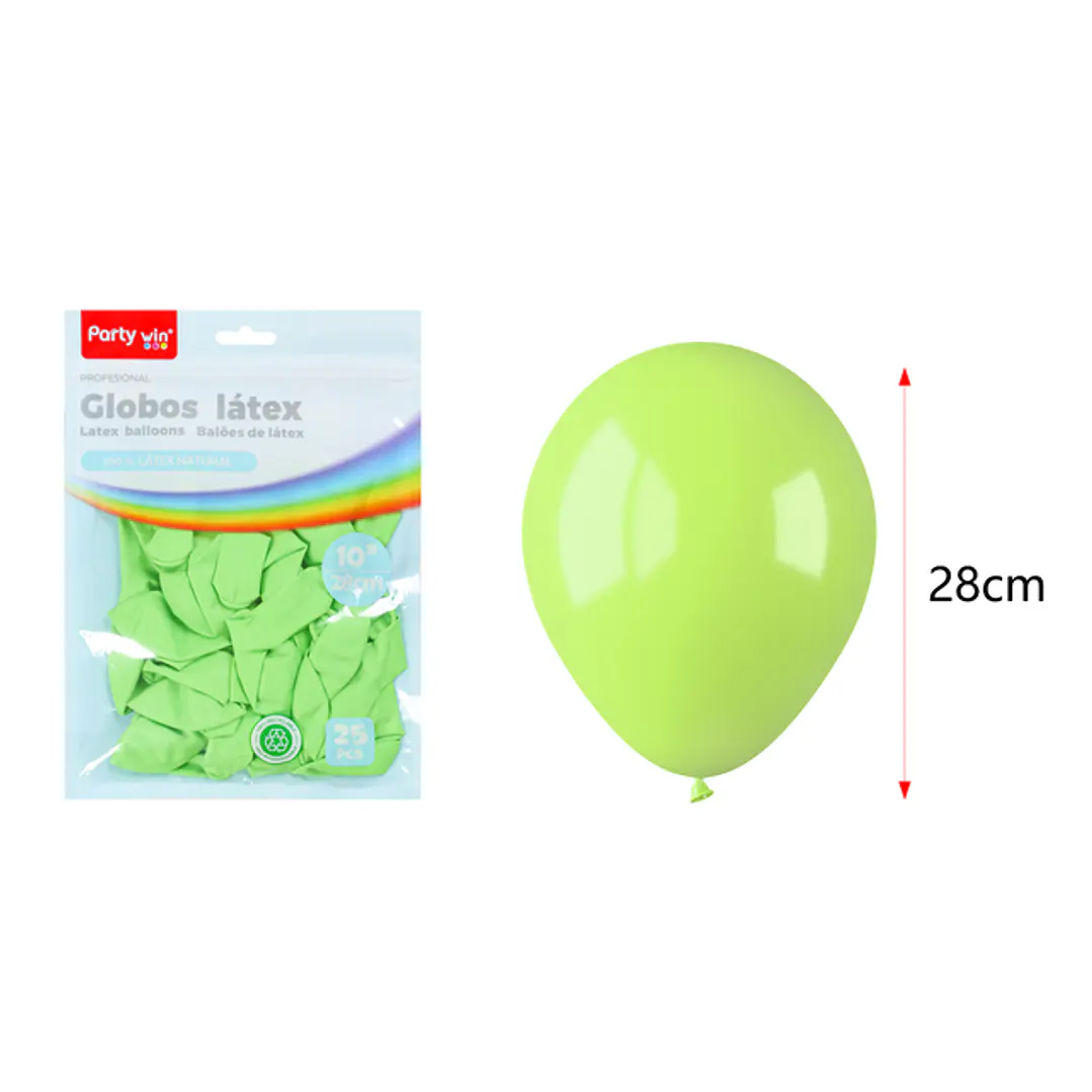 Globos Mate Verde Pastel 28Cm 2.2G 25 Unidades 1
