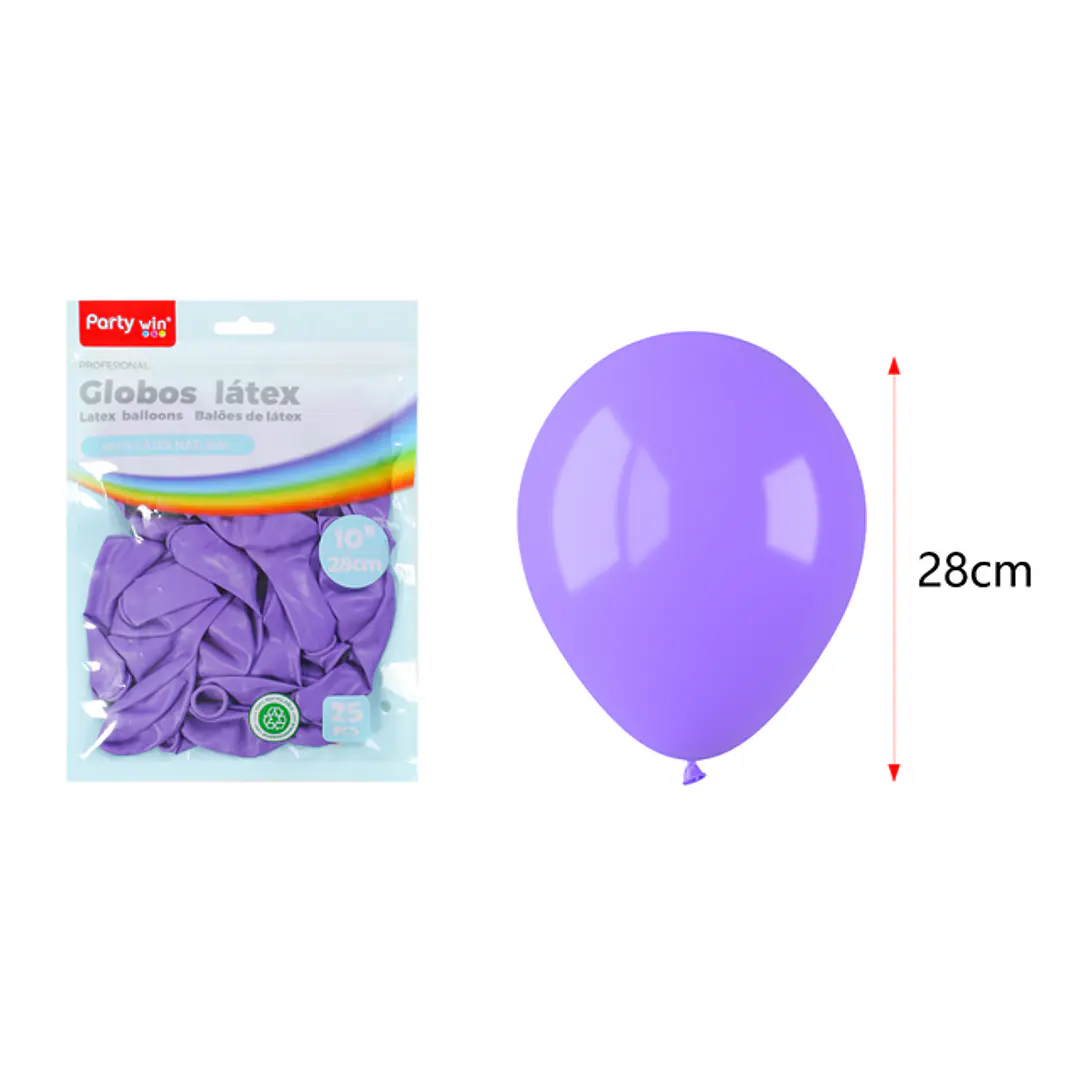 Globos Mate Morado 28Cm 2.2G 25 Unidades 1