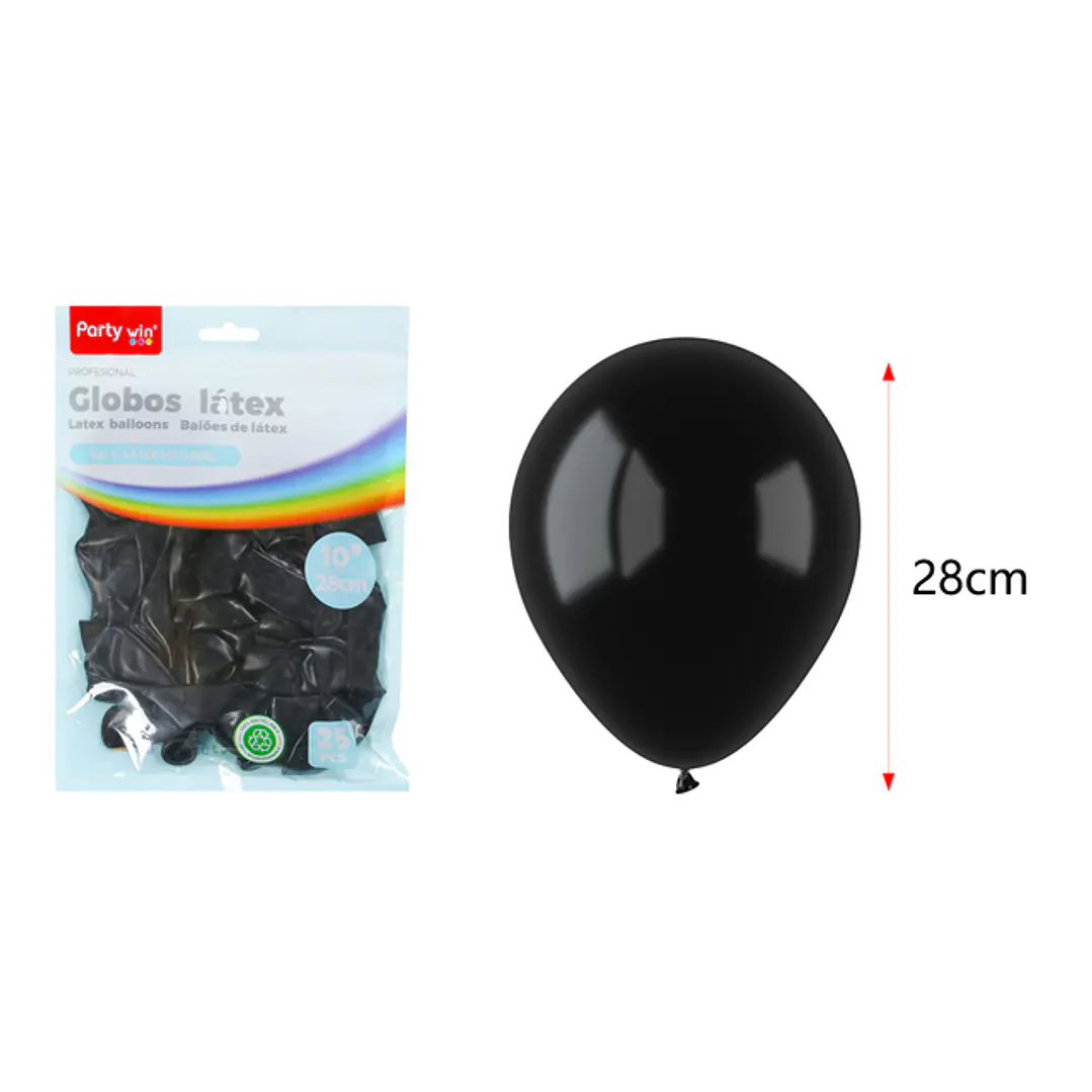 Globos Mate Negro 28Cm 2.2G 25 Unidades 1