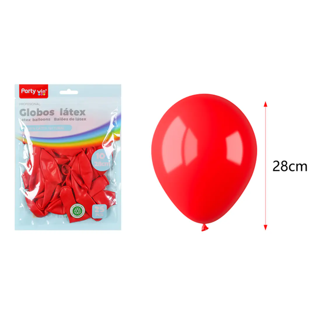 Globos Mate Rojo 28Cm 2.2G 25 Unidades 1