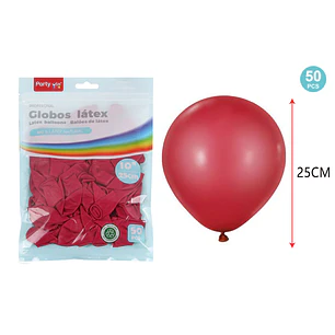 Globos Mate Rojo Vino 25Cm 1.5G 50 Unidades