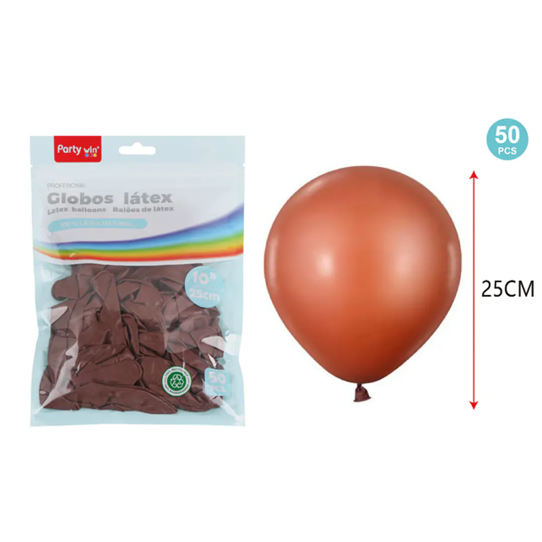 Globos Mate Cafe 25Cm 1.5G 50 Unidades 1