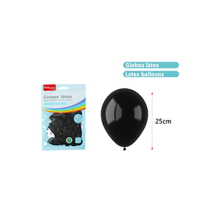 Globos Mate Negro 25Cm 1.5G 12 Unidades
