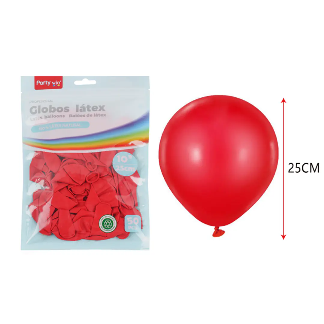 Globos Mate Rojo 25Cm 1.5G 50 Unidades 1