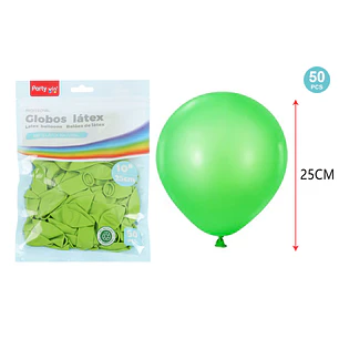 Globos Mate Verde Pastel 25Cm 1.5G 50 Unidades