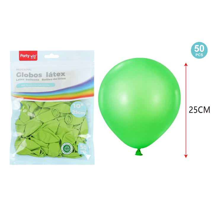 Globos Mate Verde Pastel 25Cm 1.5G 50 Unidades 1