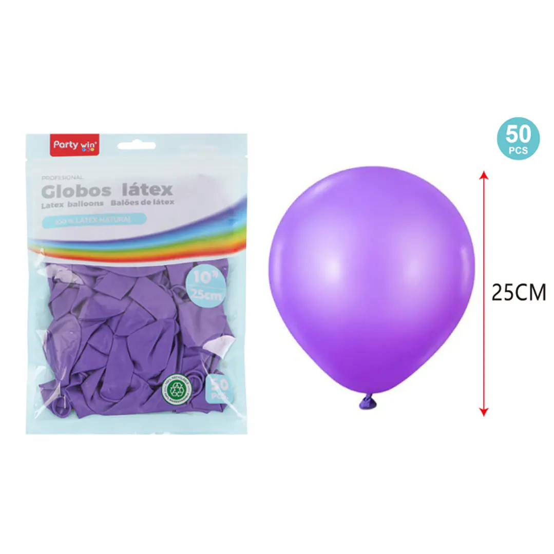 Globos Mate Morado 25Cm 1.5G 50 Unidades 1