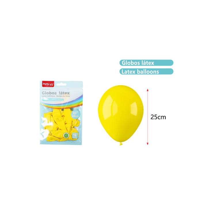 Globos Mate Amarillo 25Cm 1.5G 12 Unidades 1