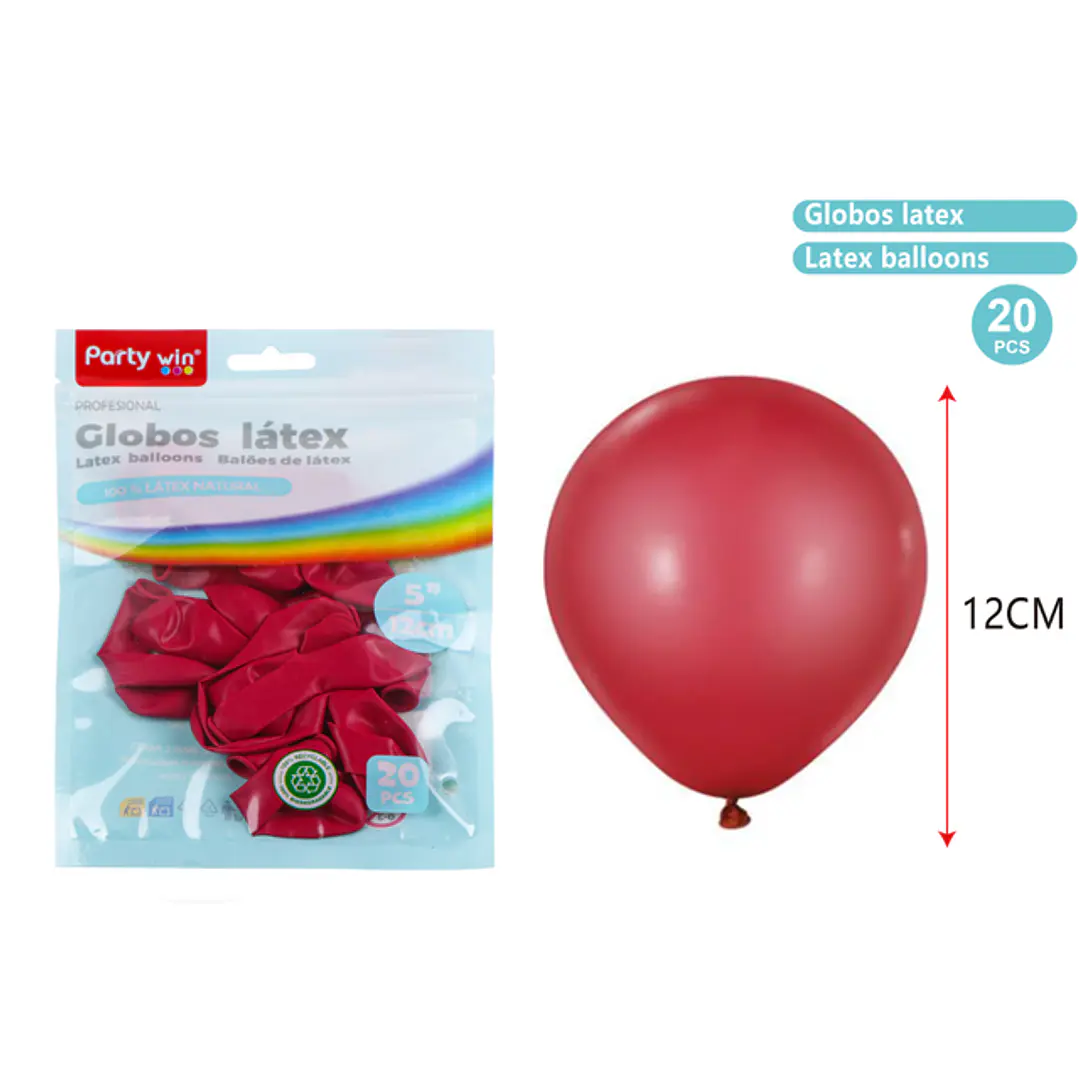 Globos Mate Rojo Vino 12Cm 1G 20 Unidades 1