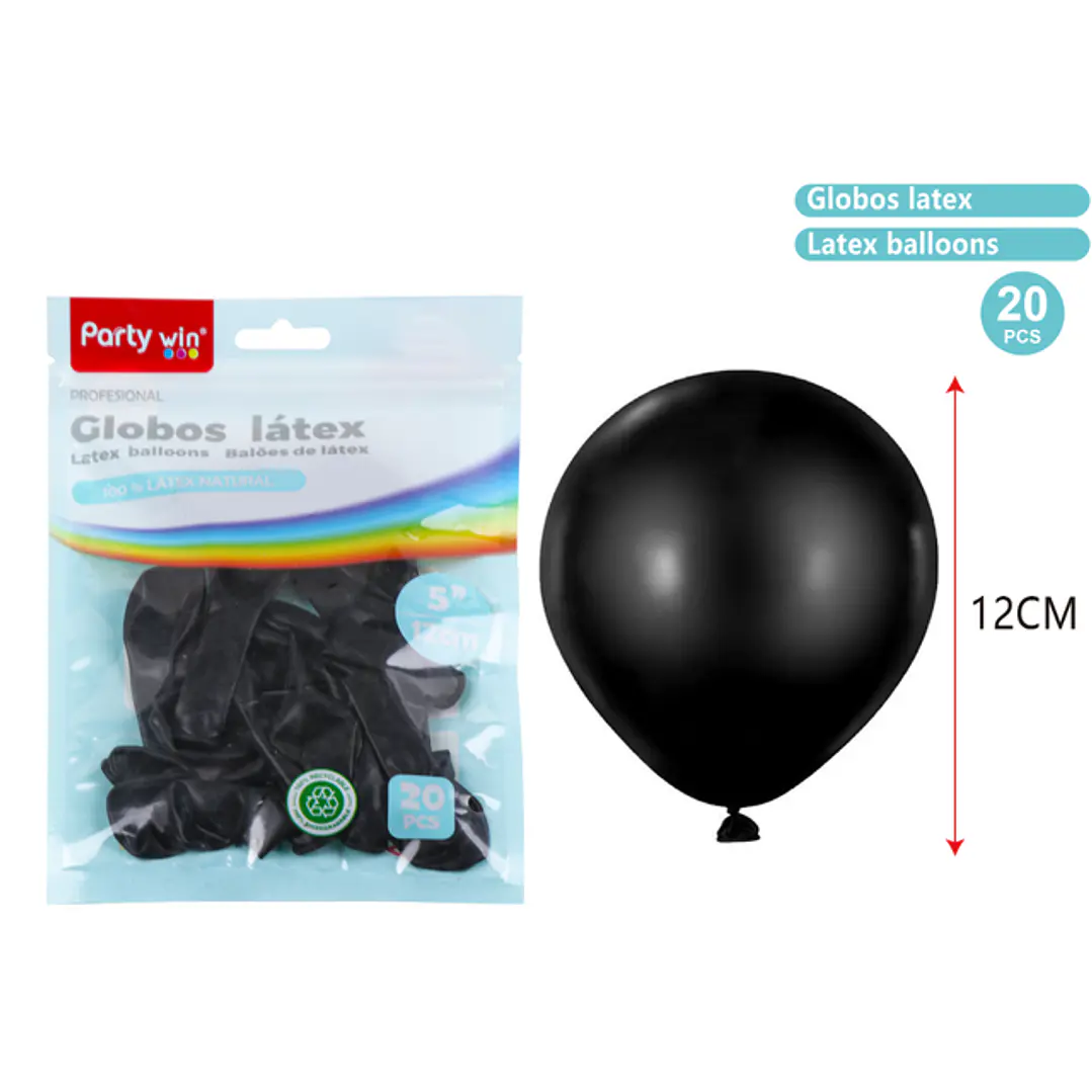 Globos Mate Negro 12Cm 1G 20 Unidades 1