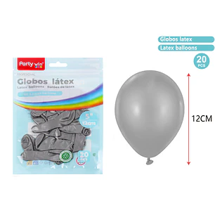Globos Mate Plateado 12Cm 1G 20 Unidades