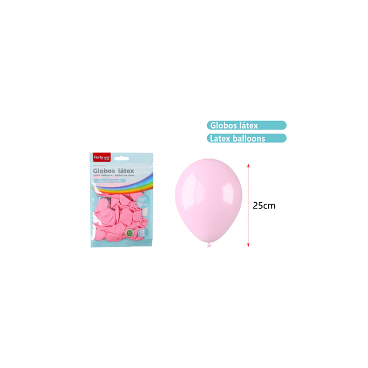 Globos Mate Rosado Claro 25Cm 1.5G 12 Unidades 1