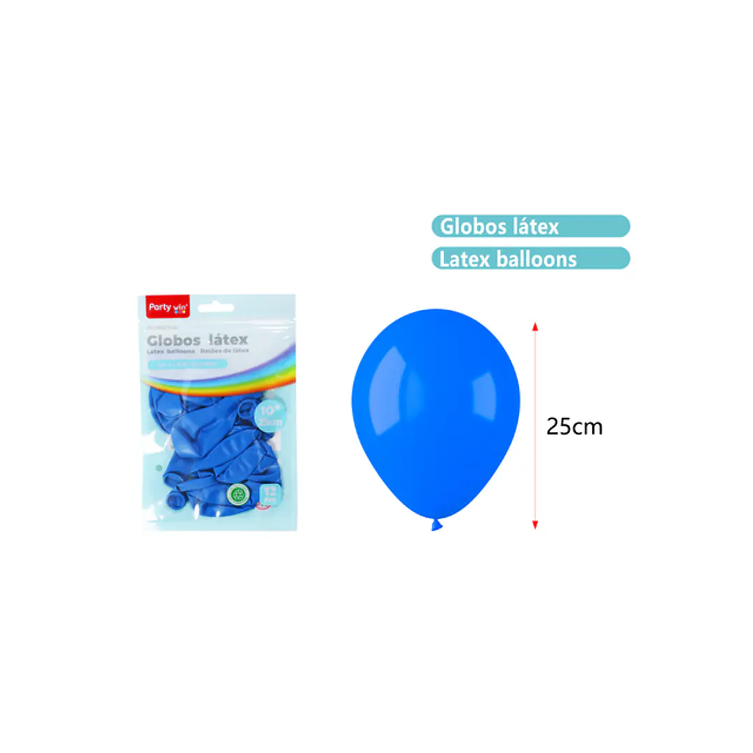 Globos Mate Azul 25Cm 1.5G 12 Unidades 1