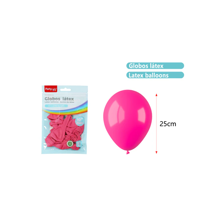 Globos Mate Fucsia 25Cm 1.5G 12 Unidades 1