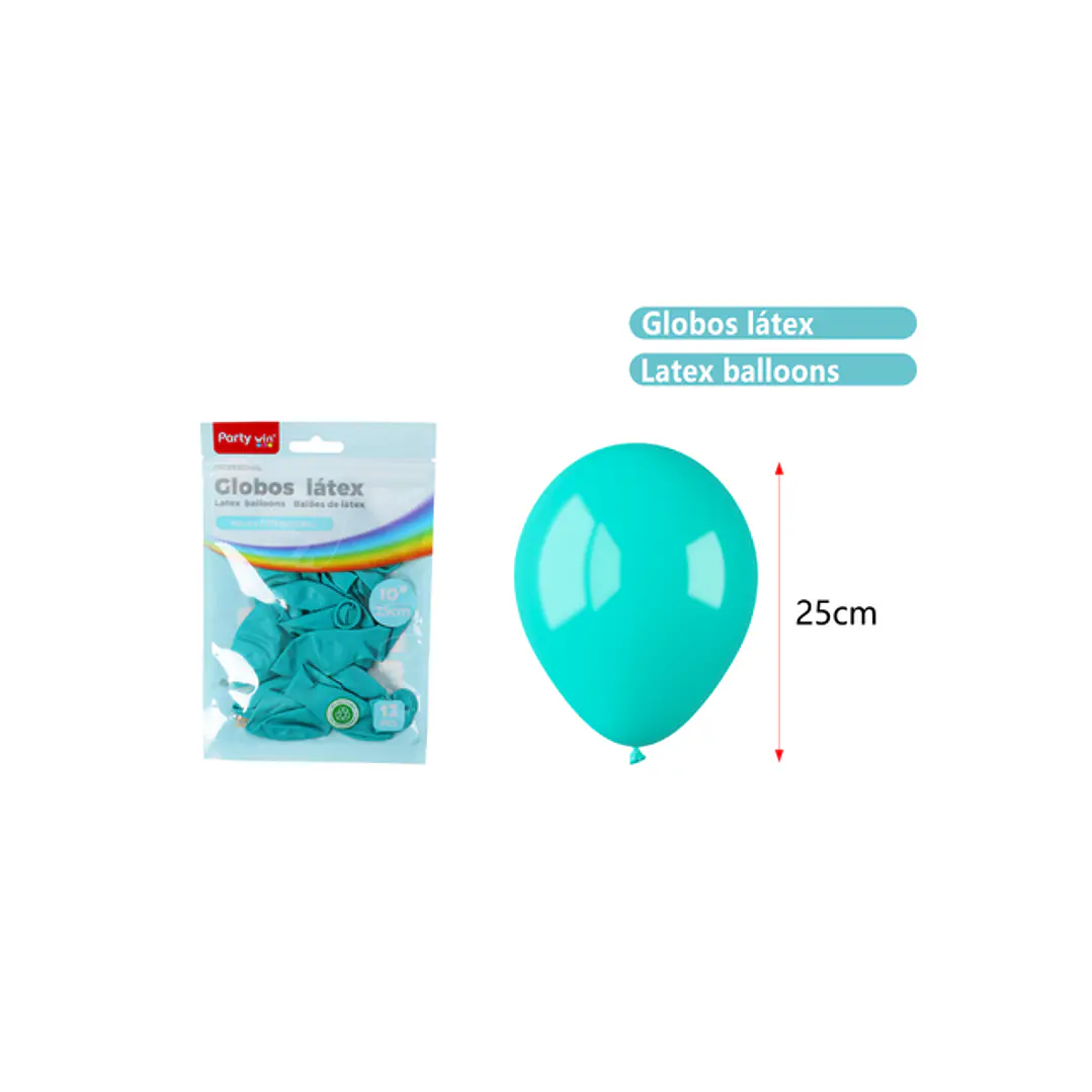 Globos Mate Azul Tiffany 25Cm 1.5G 12 Unidades 1