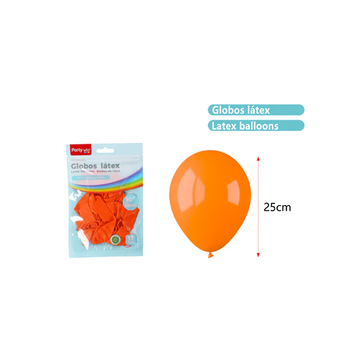 Globos Mate Naranjo 25Cm 1.5G 12 Unidades 1