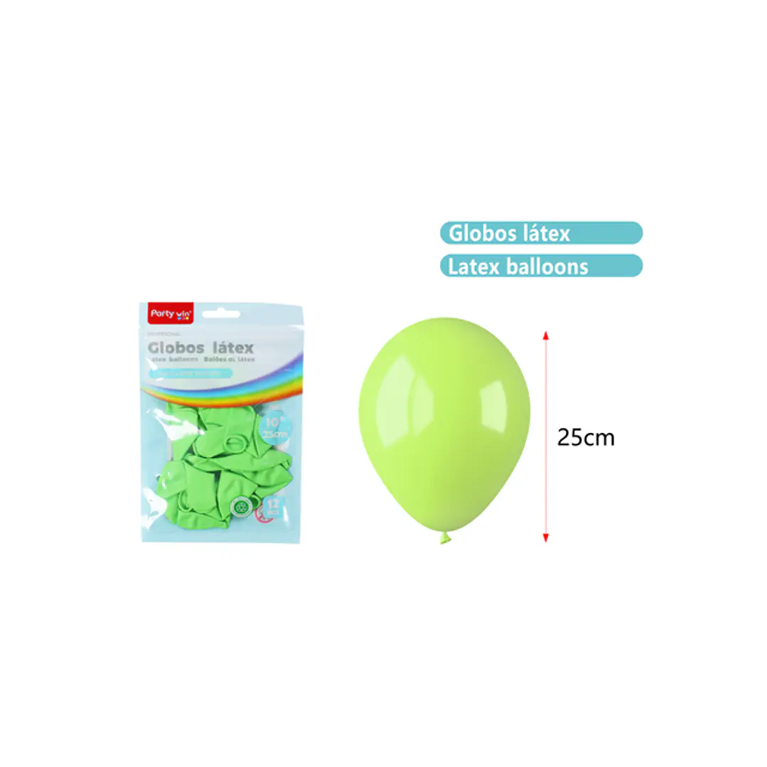 Globos Mate Verde Pastel 25Cm 1.5G 12 Unidades 1