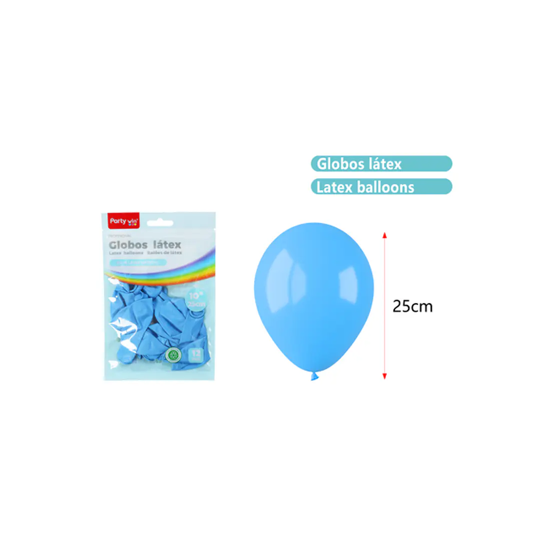 Globos Mate Celeste 25Cm 1.5G 12 Unidades 1