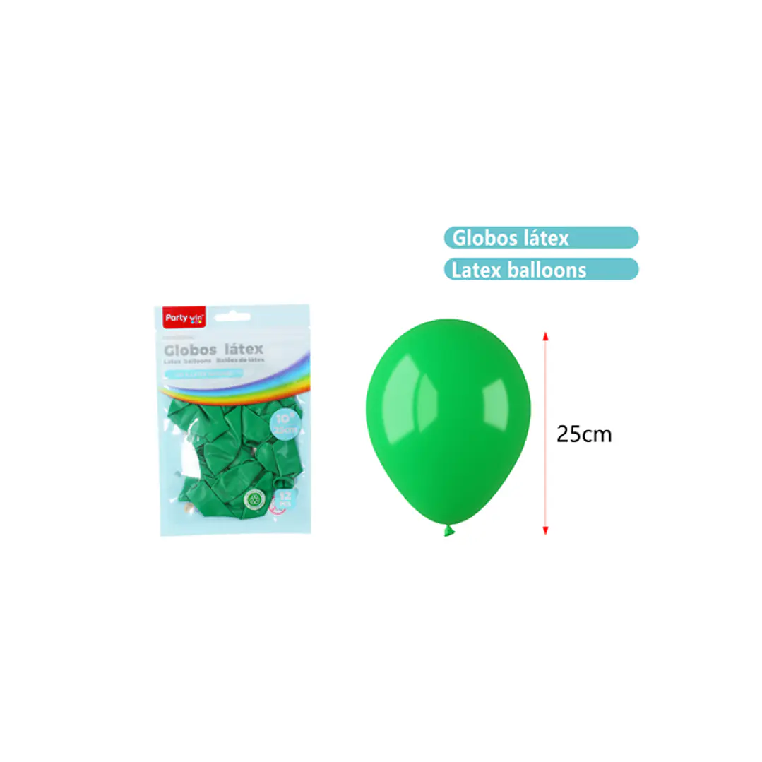 Globos Mate Verde Oscuro 25Cm 1.5G 12 Unidades 1