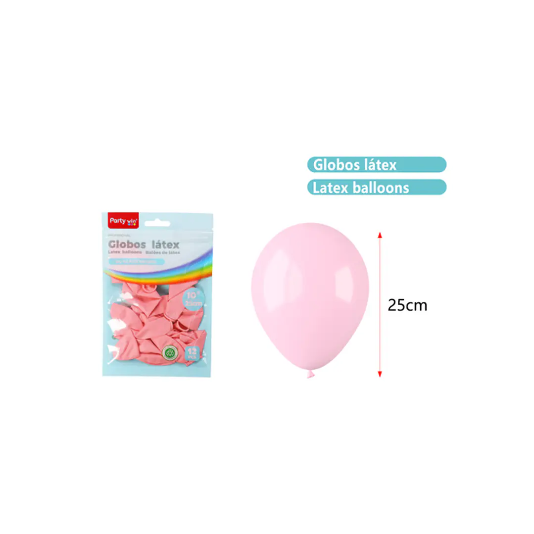Globos Mate Rosado Pastel 25Cm 1.5G 12 Unidades 1