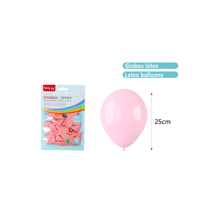 Globos Mate Rosado Pastel 25Cm 1.5G 12 Unidades 1