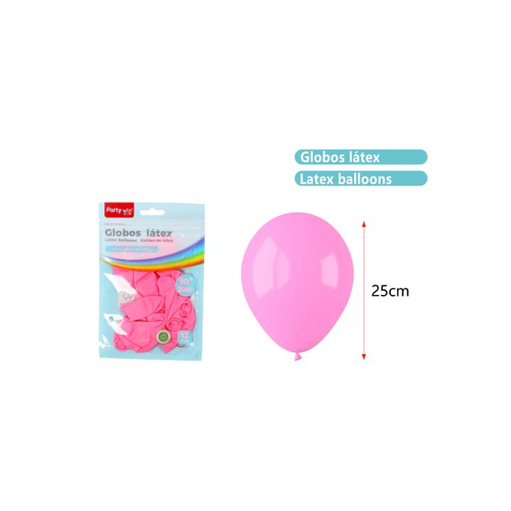 Globos Mate Rosado 25Cm 1.5G 12 Unidades 1