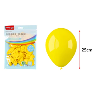 Globos Mate Amarillo 25Cm 1.5G 25 Unidades