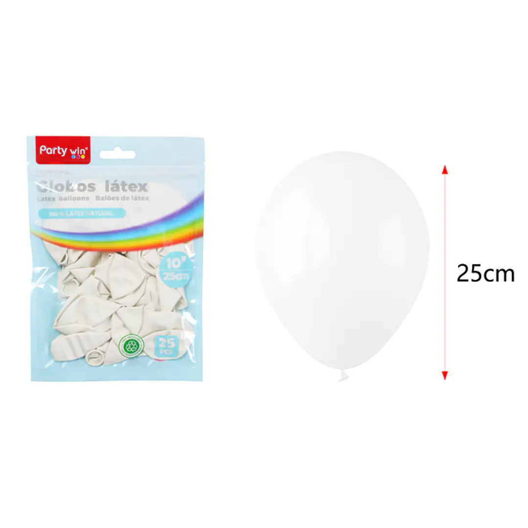 Globos Mate Blanco 25Cm 1.5G 25 Unidades 1