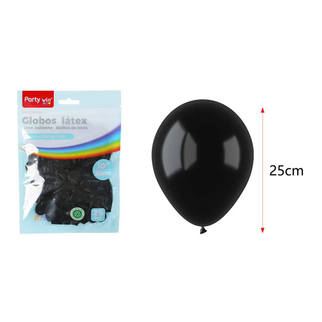 Globos Mate Negro 25Cm 1.5G 25 Unidades 1