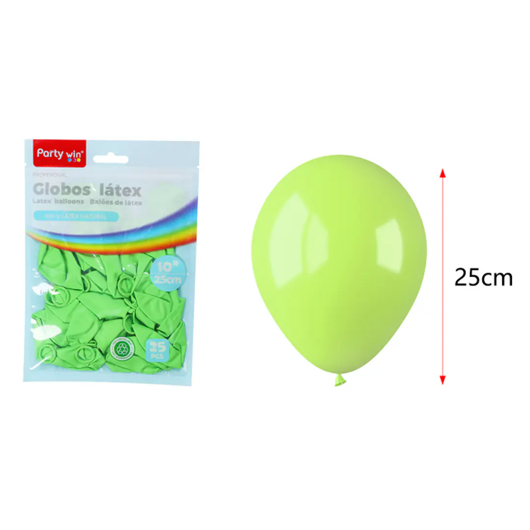 Globos Mate Verde Pastel 25Cm 1.5G 25 Unidades 1