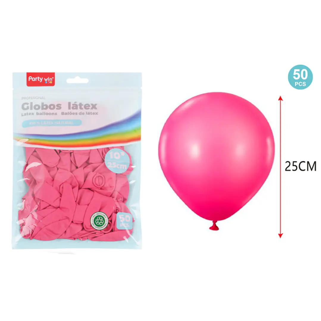 Globos Mate Fucsia 25Cm 1.5G 50 Unidades 1