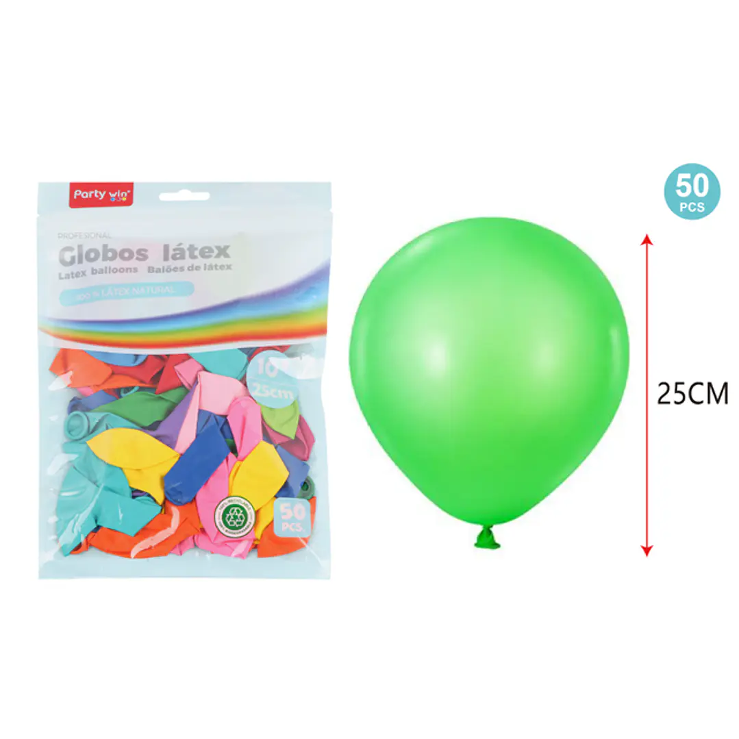 Globos Mate Surtidos 25Cm 1.5G 50 Unidades 1