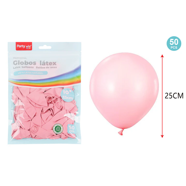 Globos Mate Rosado Pastel 25Cm 1.5G 50 Unidades 1