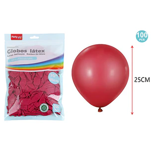 Globos Mate Rojo Vino 25Cm 1.5G 100 Unidades