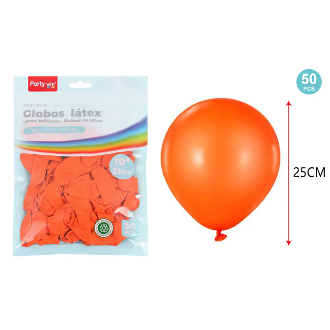 Globos Mate Naranjo 25Cm 1.5G 50 Unidades 1